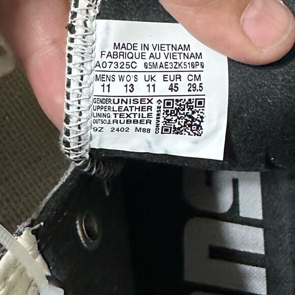 CONVERSE 11 M/13 W Unisex Black Genuine Snake Print Leather Skate Sneakers - Picture 12 of 15